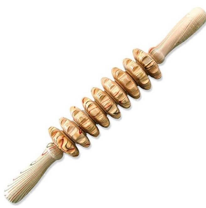 afbeelding van de houten bindweefselmassage roller